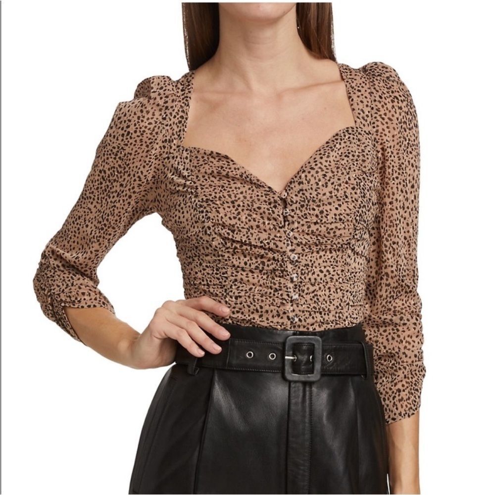 NWT ASTR The Label Colima Ruched Animal Print Top